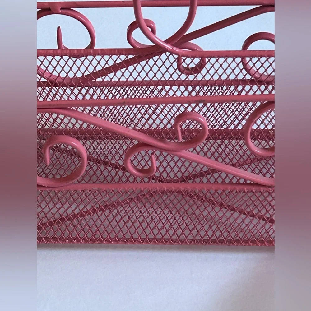 Vintage Pink Metal Napkin Holder